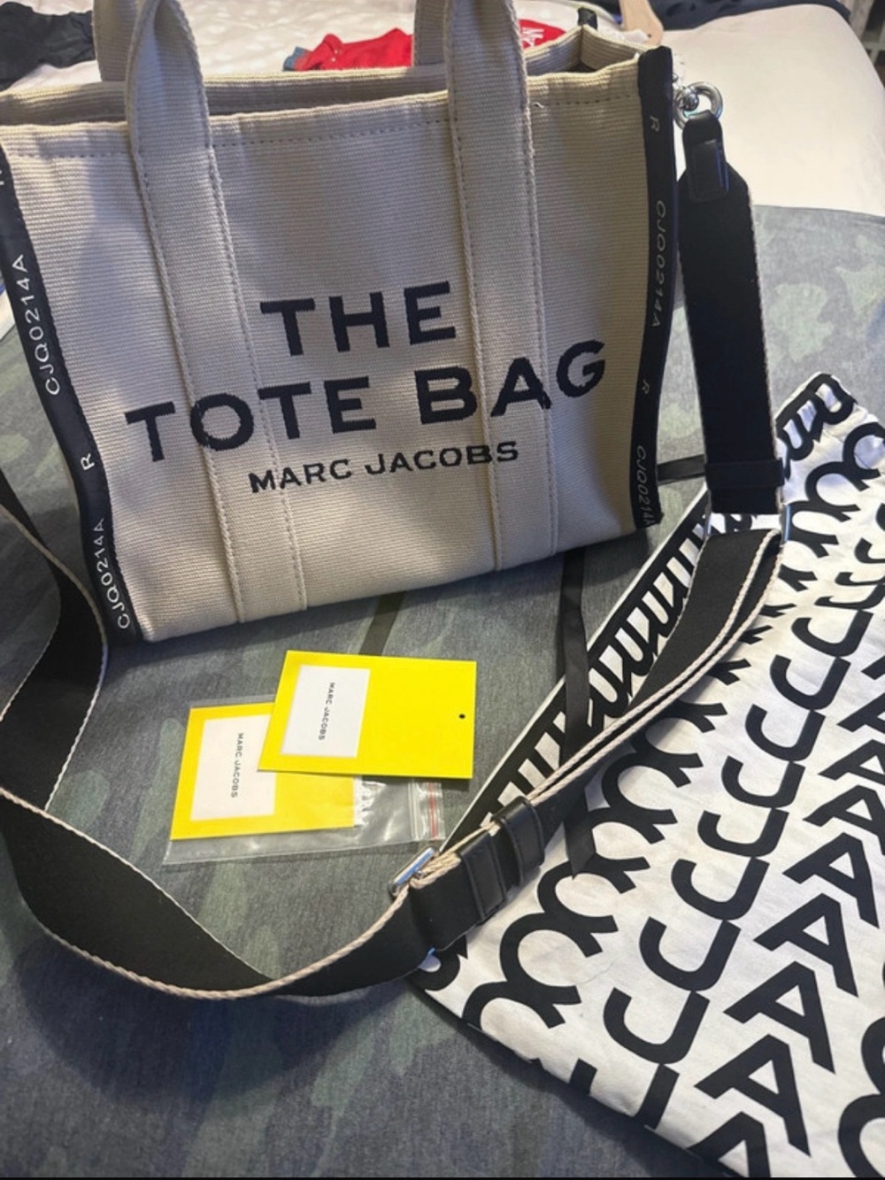 Marc Jacobs Cream Canvas Tote with Black Logo and Strap